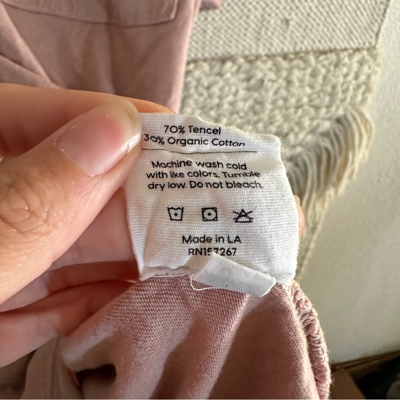 MATE THE LABEL blush pink short sleeve crewneck pocket mini t-shirt dress S - Picture 8 of 12